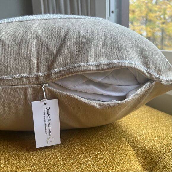 Tufted Snowflake Embroidered Pillow Cover - Cozy, Neutral Holiday Decor - Picture 4 of 4